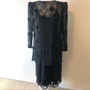 Vintage The Silk Farm by Icinoo Black Evening Dress